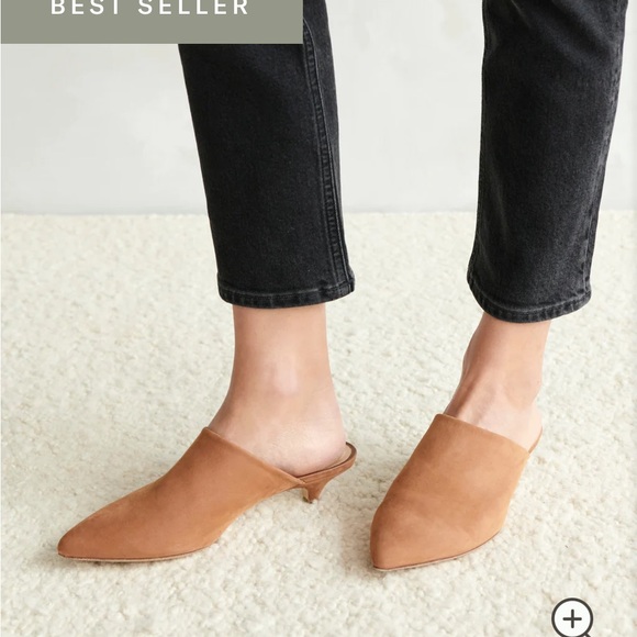 Jenni Kayne Walnut Color Oiled Leather Kitten Heeled Mules - Picture 5 of 16